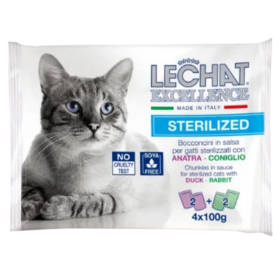 LeChat Excellence 12x100g Multipack Steril macskáknak Kacsa/Nyúl