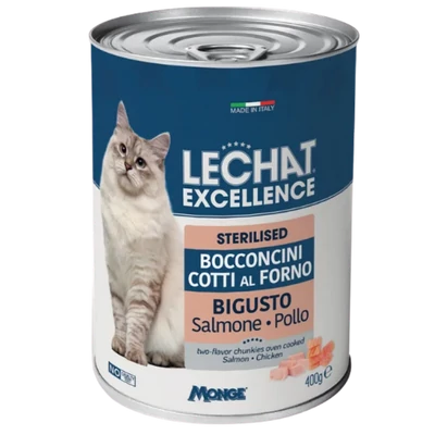 LeChat Excellence 400g Steril macskaeledel Lazac-Csirke