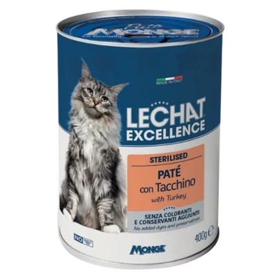 LeChat Excellence 400g Steril macskaeledel Borjú-Pulyka