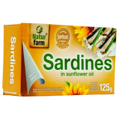 NaturFarm szardínia napraforgó olajban 125g